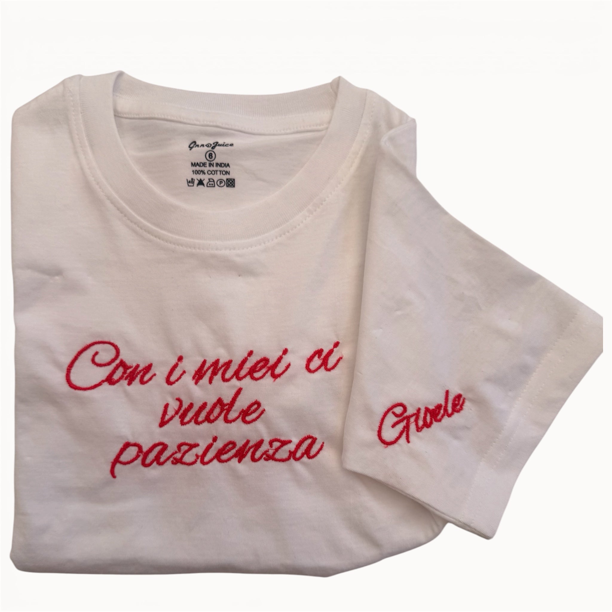 Maglia bimbo “Con i miei ci vuole pazienza” ricamata🤍